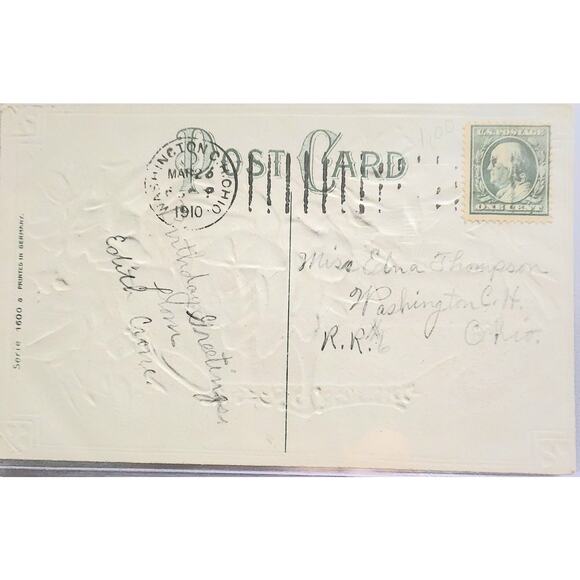 Lot Of Four Vintage Antique Embossed Postcards Flowers - Picture 7 of 9